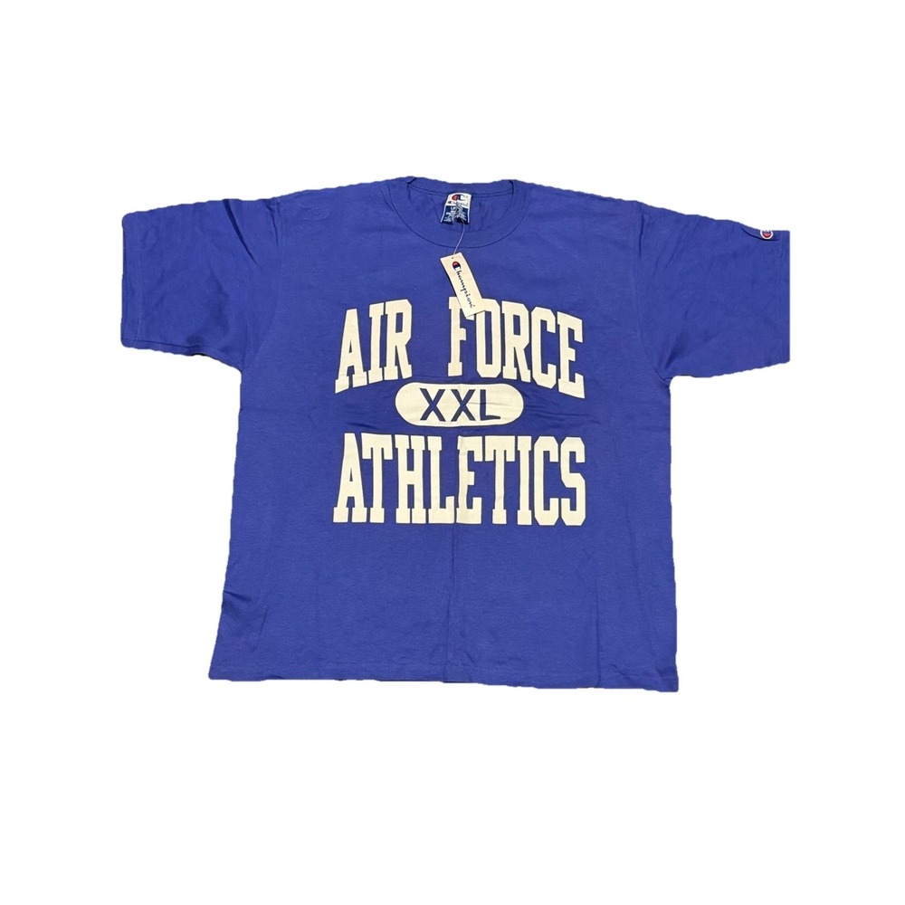 NWT Vintage 90s Champion Air Force Athletics T Shirt Blue Size Large Retro